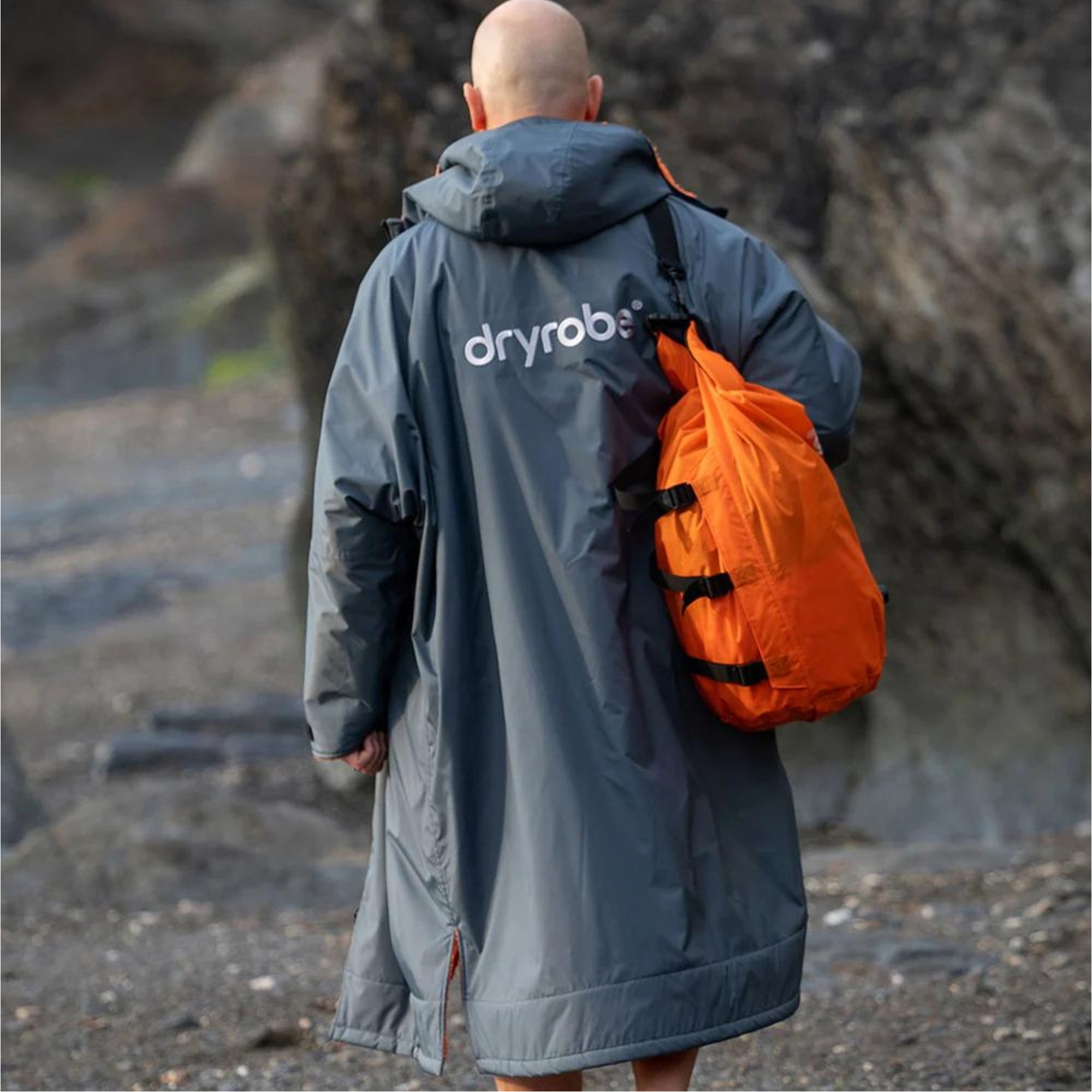 2026 Dryrobe Advance Peignoir à Manches Longues DALSV3 - Gris Foncé / Orange